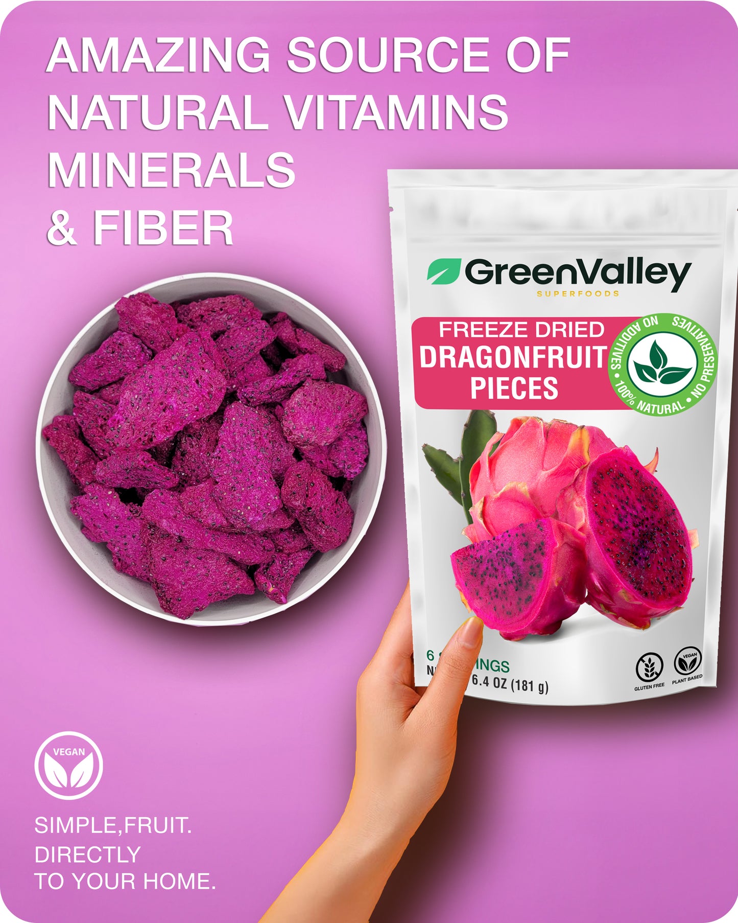 
                  
                    Freeze Dried Dragon Fruit – Large Crunchy Pieces – 100% Natural Fruit – 6 oz.
                  
                
